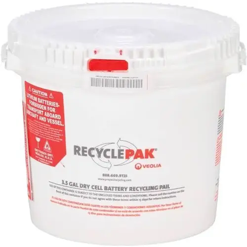 3.5 Gal. Dry Cell Battery Recycling Pail 3.5 Gal. Dry Cell Battery Recycling Pail