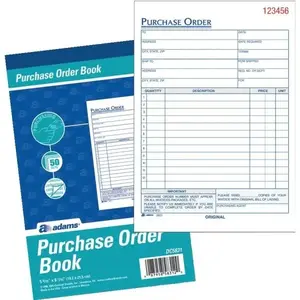 Adams 193706 Carbonless Purchase Order Book, 5-9/16" X 8-7/16", Two-Part, 50 Set Pad