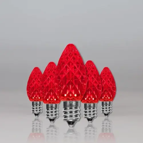 C7 Opticore LED Faceted Bulbs, E12, Dimmable, Red C7 Opticore LED Faceted Bulbs, E12, Dimmable, Red