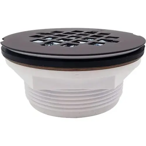 2" No-Caulk PVC Compression Showr Drain 4-1/4" Round Grid Cover Bronze 2" No-Caulk PVC Compression Showr Drain 4-1/4" Round Grid Cover Bronze
