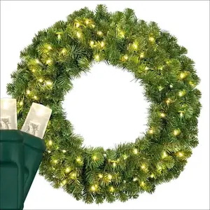 Red Sleigh 21129 Wintergreen Lighting 30" Sequoia Fir Prelit LED Wreath, 100 Warm White