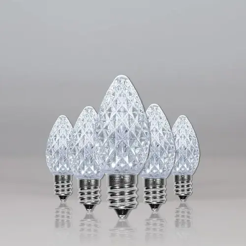 C7 Opticore LED Faceted Bulbs, E12, Dimmable, Cool White