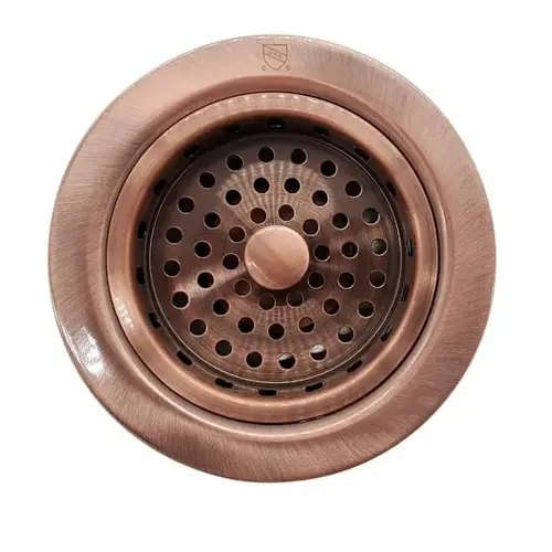 3-1/2" Post Style Kitchen Basket Strainer In Antique Copper 3-1/2" Post Style Kitchen Basket Strainer In Antique Copper