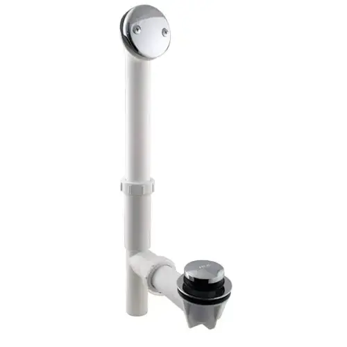 Tip Toe Tubular Bath Waste-Overflow Assembly White Poly W/Chrome Trim Tip Toe Tubular Bath Waste-Overflow Assembly White Poly W/Chrome Trim