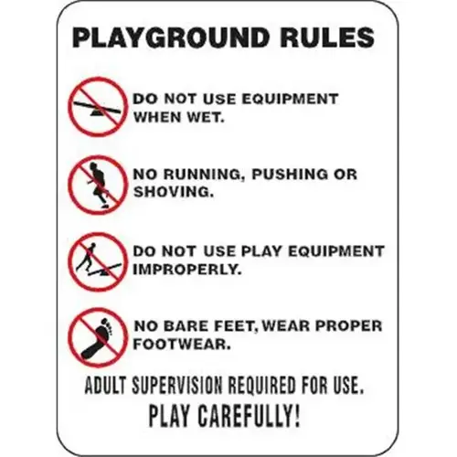 Hd Supply 655874 Playground Rules/Symbols Sign, Non-Reflective, 18 X 24 ...