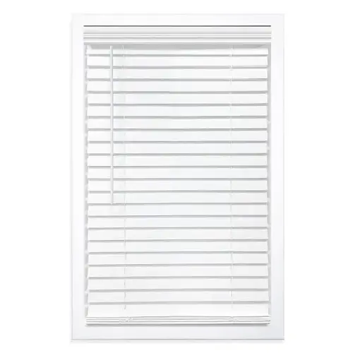 21 X 48 White Cordless Faux Wood Blind 21 X 48 White Cordless Faux Wood Blind