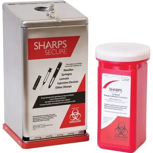 1.5 Quart Secure Needle Disposal System, For Public Restrooms 1.5 Quart Secure Needle Disposal System, For Public Restrooms
