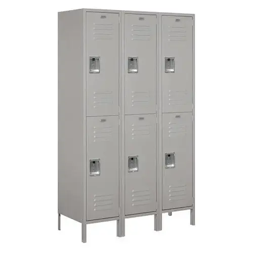 18" Wide Double Tier Metal Locker, 18" Deep, Gray
