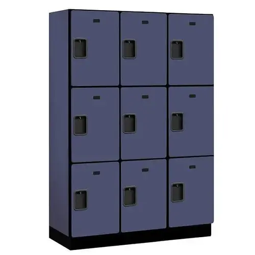 18" Wide Triple Tier Wood Locker, 3 Wide, 18" Deep, Blue 18" Wide Triple Tier Wood Locker, 3 Wide, 18" Deep, Blue