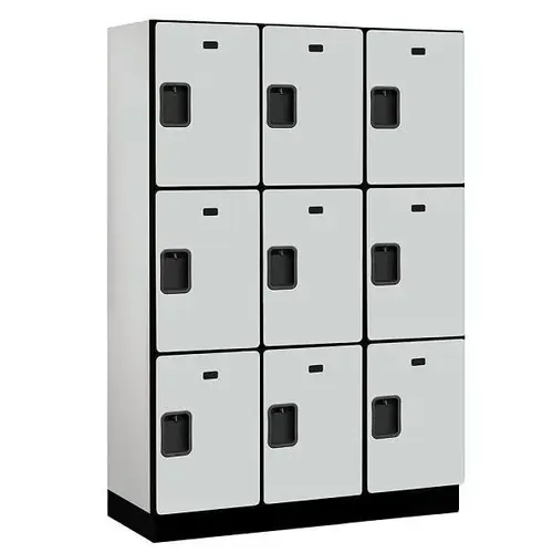 18" Wide Triple Tier Wood Locker, 3 Wide, 18" Deep, Gray 18" Wide Triple Tier Wood Locker, 3 Wide, 18" Deep, Gray