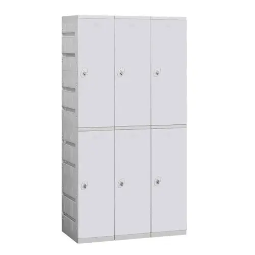 38.25 Inch Wide Double Tier Plastic Lockers, Gray