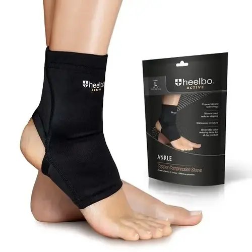 Copper Infused Ankle Compression Sock, Breathable, Black, Large Copper Infused Ankle Compression Sock, Breathable, Black, Large