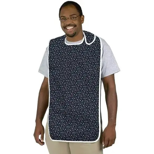 Waterproof Adult Bib Mealtime Clothing Protector, Navy Print