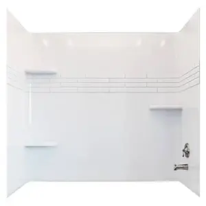 EL Mustee 680WHT Topaz 30 In. X 60 In. 3-Piece Direct To Stud Tub Surround In White