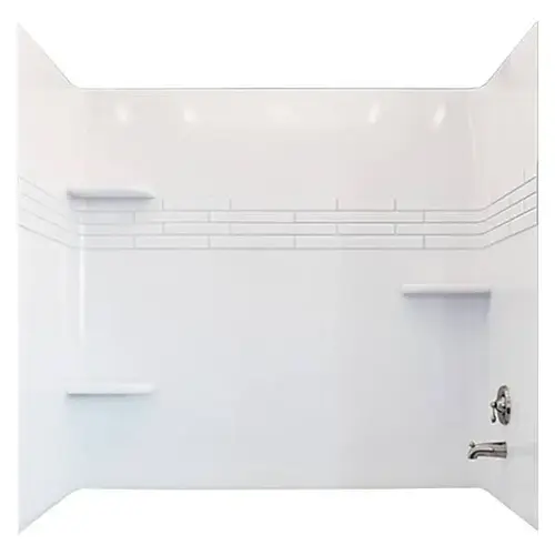 Topaz 30 In. X 60 In. 3-Piece Direct To Stud Tub Surround In White
