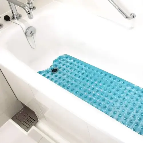 Bath/Shower Mat, Drain Holes/Suction Cups, XL 40 X 15.5", Blue
