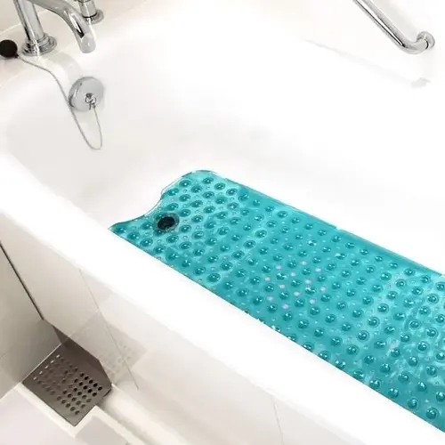 Bath/shower Mat, Drain Holes/suction Cups, Xl 40 X 15.5", Green