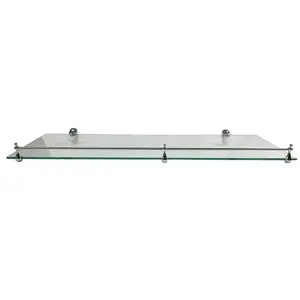 Abolos HDSSEC0824-RE 8 In X 24in Infinity Glass Corner Floating Shelf