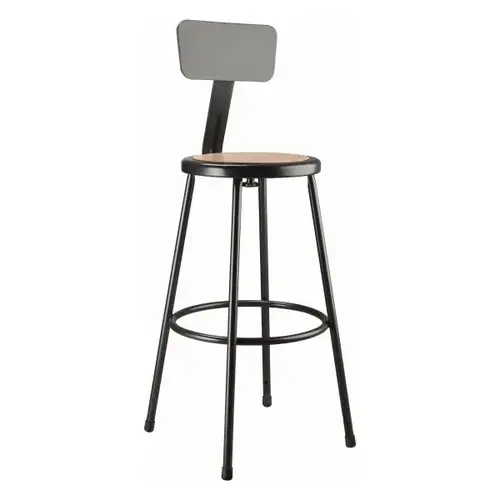 30" Heavy Duty Steel Stool With Backrest, Black 30" Heavy Duty Steel Stool With Backrest, Black