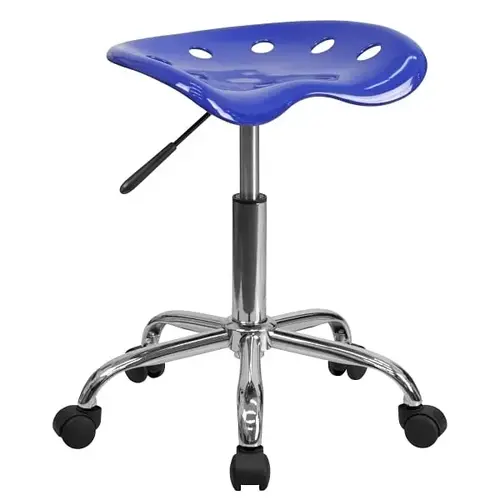 Vibrant Nautical Blue Tractor Seat & Chrome Stool Vibrant Nautical Blue Tractor Seat & Chrome Stool