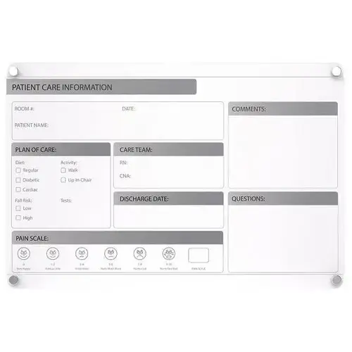 Graphics Slide Changeable Glassboard W/Standoffs Non-Magnetic 24"H X 36"W