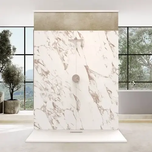 72x42x84" Solid Composite Stone Alcove Shower Kit Caramel Walls 72x42x84" Solid Composite Stone Alcove Shower Kit Caramel Walls