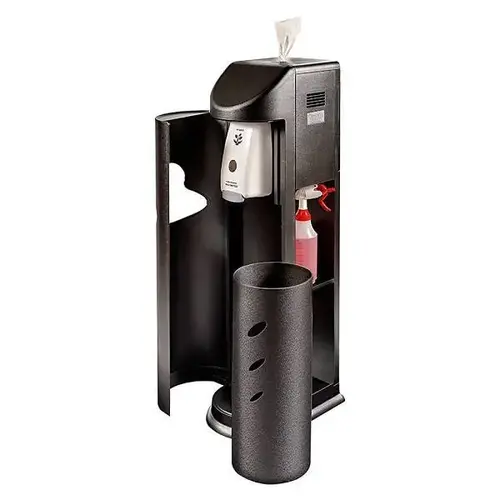Cleaning Station Wipes Dispenser/Hand Sanitizing Plastic Black