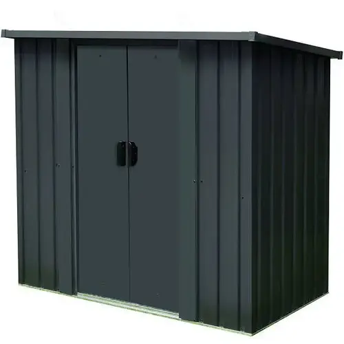 Galvanized Steel Compact Storage Shed, Dark Gray 2.8 ft X 4.8 ft X 4.4 ft