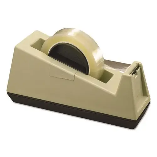 Heavy-Duty Weighted Desktop Tape Dispenser, 3" Core, Plastic, Putty/Brown Heavy-Duty Weighted Desktop Tape Dispenser, 3" Core, Plastic, Putty/Brown