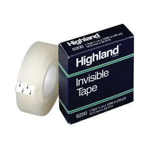 Highland 6200 Invisible Permanent Mending Tape, 1" Core, 0.75" X 36 Yds, Clear