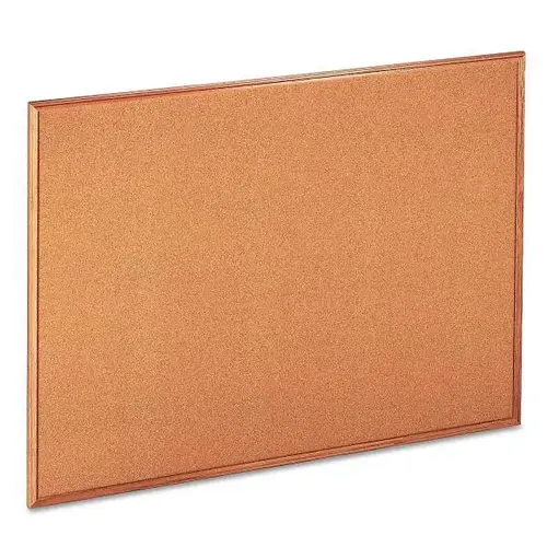 Cork Board With Oak Style Frame 48"X36" Tan Surface Oak Finished Wood