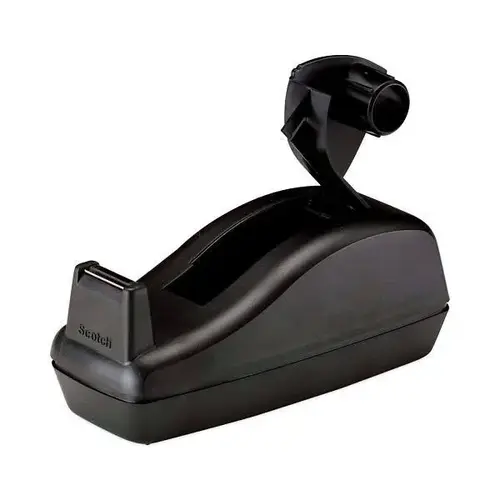 Deluxe Desktop Tape Dispenser Heavily Weighted Attached 1" Core Black