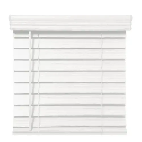White 2.5 In. Cordless Room Darkening Faux Wood Blind 66x64" White 2.5 In. Cordless Room Darkening Faux Wood Blind 66x64"