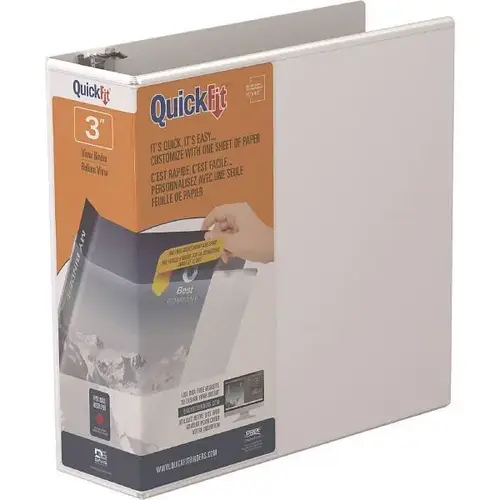 Quickfit 3" View Binder 600 Sheet Capacity Round Ring White