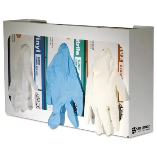 White Enamel Disposable Glove Dispenser, Three-Box, 18w X 3 3/4d X 10h White Enamel Disposable Glove Dispenser, Three-Box, 18w X 3 3/4d X 10h