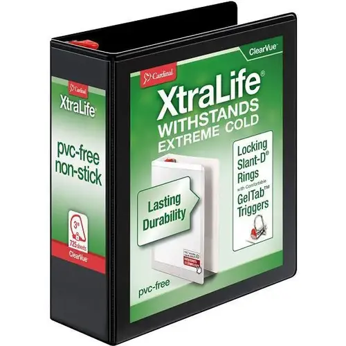 Xtralife 3" View Binder 725 Sheet Capacity D Ring Black