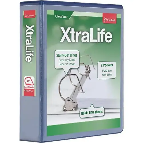 Xtralife 2" View Binder 540 Sheet Capacity D Ring Blue
