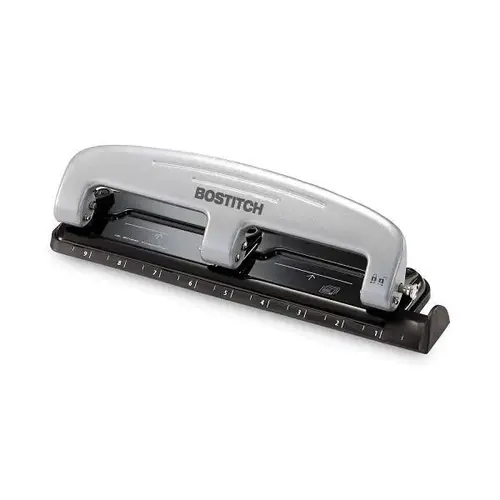 12-Sheet Ez Squeeze Three-Hole Punch 9/32" Holes Black/Silver 12-Sheet Ez Squeeze Three-Hole Punch 9/32" Holes Black/Silver