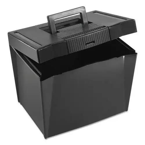 Portable Letter Size File Box Letter Files 13.5"X10.25"X10.88" Black