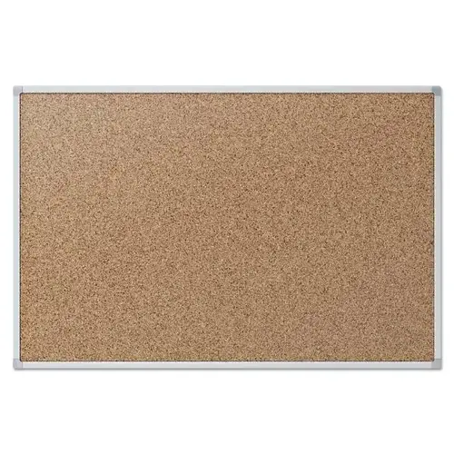 Economy Cork Board 36"X24" Tan Surface Satin Aluminum Frame