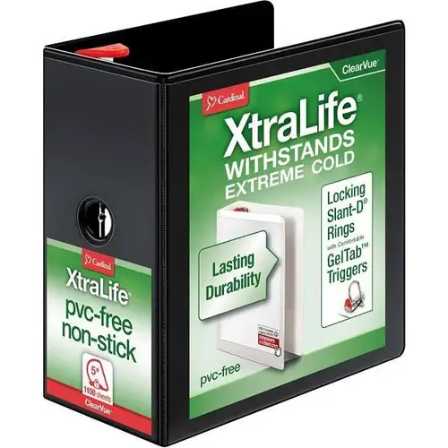 Xtralife 5" View Binder 1100 Sheet Capacity D Ring Black