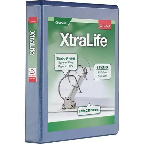 Xtralife 1.5" View Binder 375 Sheet Capacity D Ring Blue Xtralife 1.5" View Binder 375 Sheet Capacity D Ring Blue