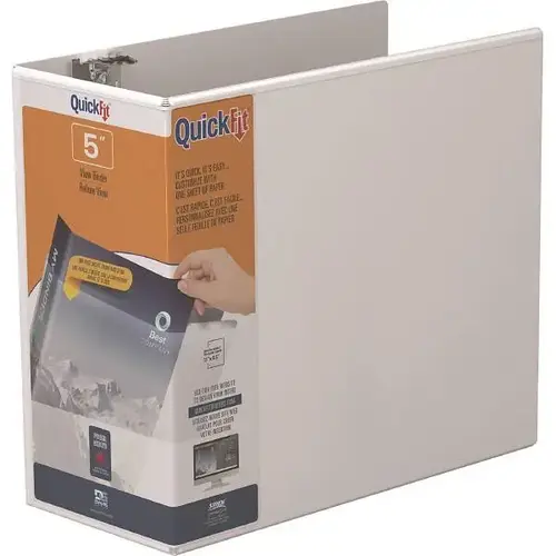 Quickfit 5" View Binder 1000 Sheet Capacity D Ring White