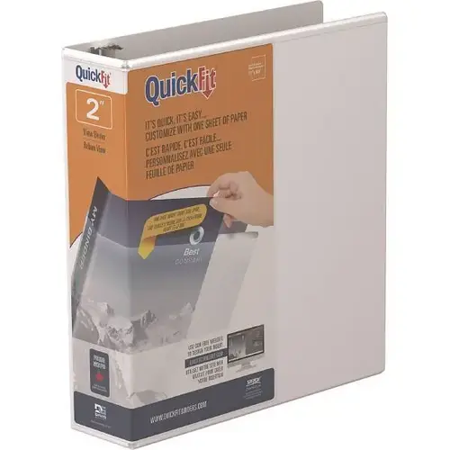 Quickfit 2" View Binder 475 Sheet Capacity D Ring White