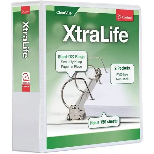 Xtralife 3" View Binder 725 Sheet Capacity D Ring White