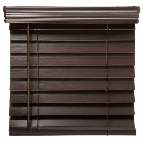 2.5 In. Embossed Faux Wood 24 In. X 48 In. Room Darkening Blind, Dark Walnut 2.5 In. Embossed Faux Wood 24 In. X 48 In. Room Darkening Blind, Dark Walnut