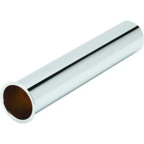 Brass Tubular Tailpiece, Flanged, 1-1/2" X 12", Chrome-Plated, 17 Gauge