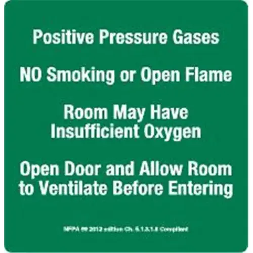 Sign Positive Pressure Gases No Smoking Or Open Flame 12 1/4 X 12 3/4" Sign Positive Pressure Gases No Smoking Or Open Flame 12 1/4 X 12 3/4"