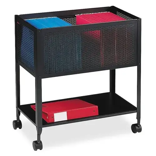 Black Steel Mesh Hanging Letter-Size Mobile File Cart Black Steel Mesh Hanging Letter-Size Mobile File Cart