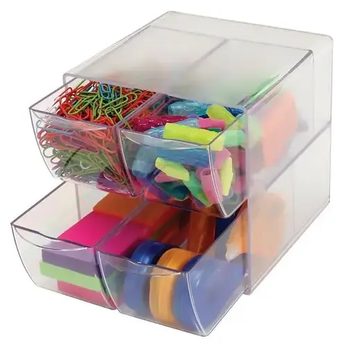 Clear Plastic Stackable Cube With 4-Drawer
